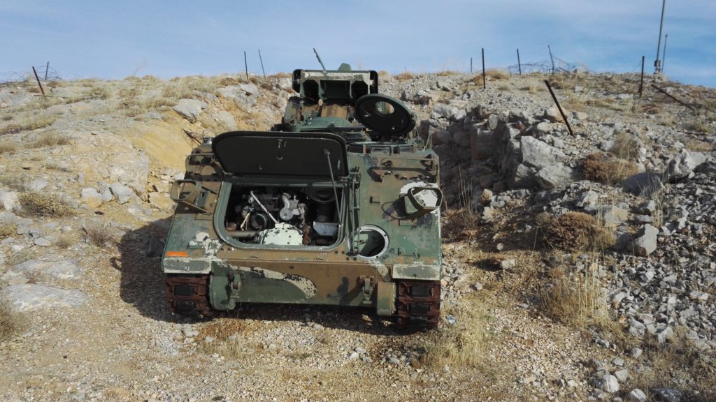 An Israeli tank positioned on Mount Hermon / Jabal al-Shaykh